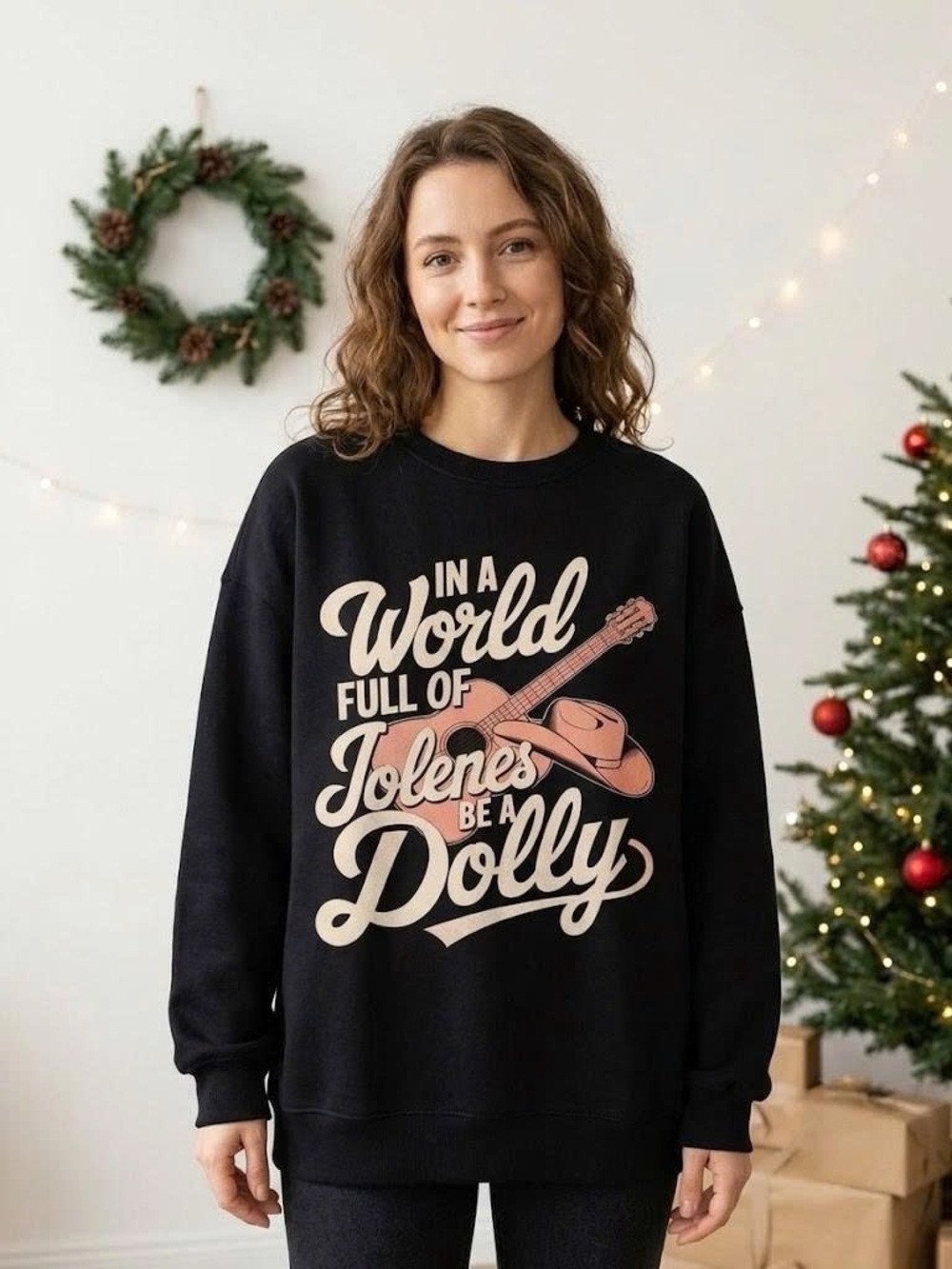 Jolenes Be A Dolly Graphic Sweatshirt Vintage Country Western Cowgirl Crewneck - Picture 2 of 6